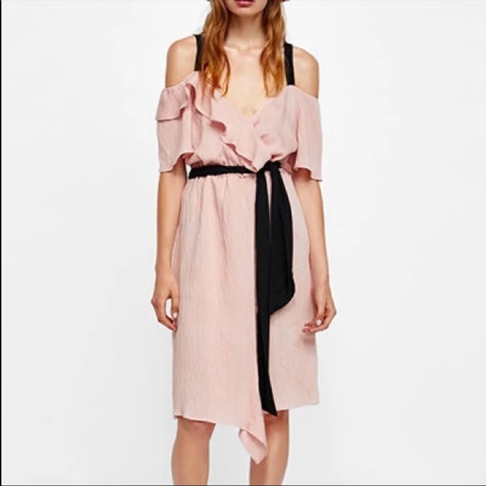 NWT Zara Wrap Dress Blush Pink Size XS